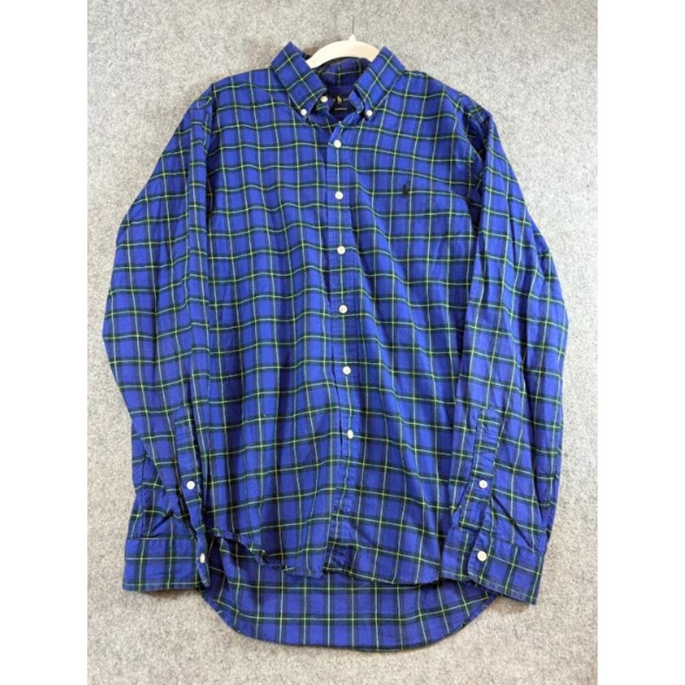 Ralph Lauren Flannel Button Down Shirt Mens Large Tartan Plaid Custom Fit Preppy